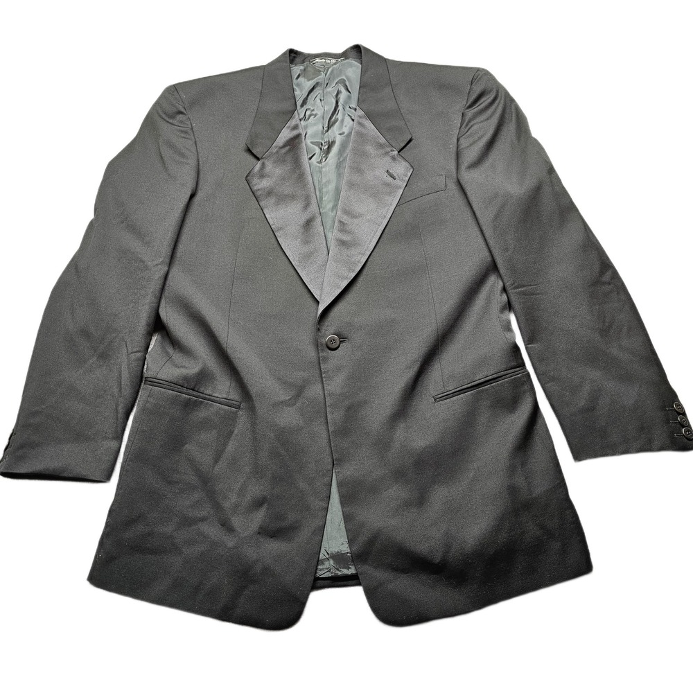 Giorgio Armani Tuxedo Jacket Mens 42 Gray Virgin Wool Formal Single Breasted